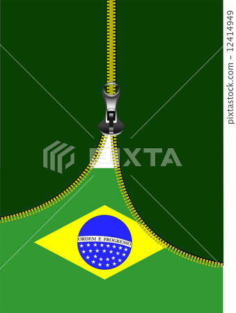 Zipper open Brazilian flag with place for text. Vector illustrat Zipper open Brazilian flag with place for text. Vector illustrat 12414949
