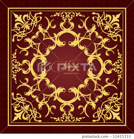 Stock Illustration: Gold ornament on brown background. Can be used as invitation car