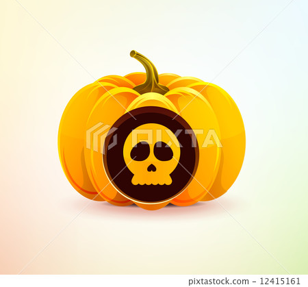 Halloween pumpkin with a carved skull 12415161