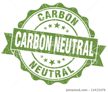 Carbon neutral green vintage seal isolated on white 12415479