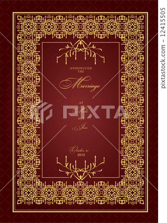 Stock Illustration: Gold ornament on brown background. Can be used as invitation car