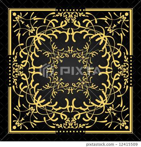 Gold ornament on brown background. Can be used as invitation car 12415509