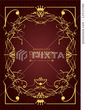 Gold ornament on brown background. Can be used as invitation car Gold ornament on brown background. Can be used as invitation car 12415566