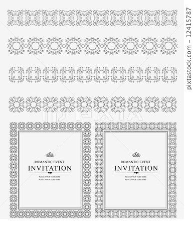 Collection of Ornamental Rule Lines and frames in Different Desi 12415787