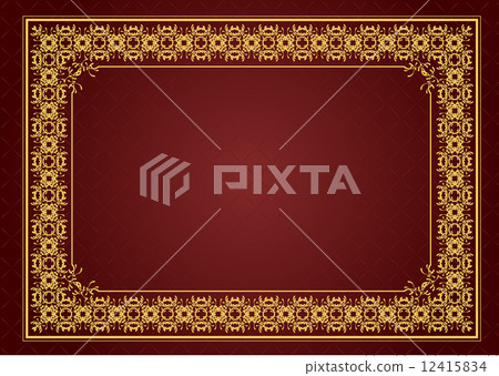 Gold ornament on brown background. Can be used as invitation car Gold ornament on brown background. Can be used as invitation car 12415834
