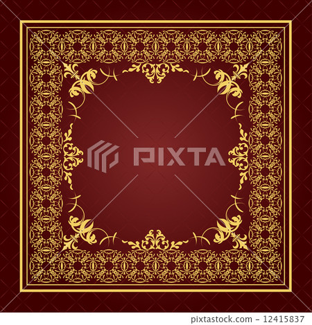 Stock Illustration: Gold ornament on brown background. Can be used as invitation car