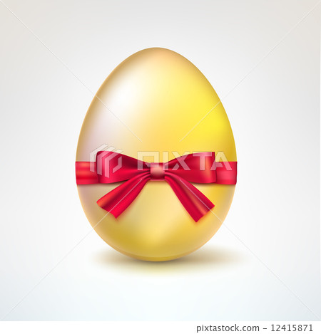Golden egg with red bow. 12415871