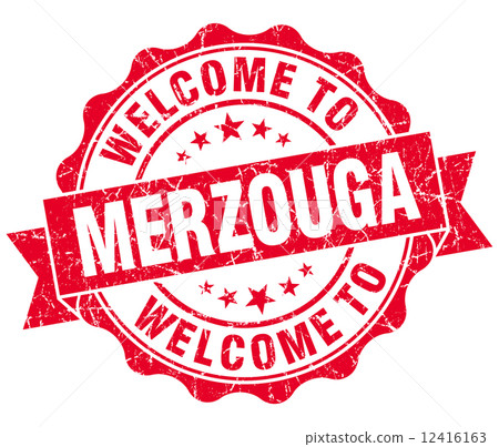 welcome to Merzouga red vintage isolated seal welcome to Merzouga red vintage isolated seal 12416163