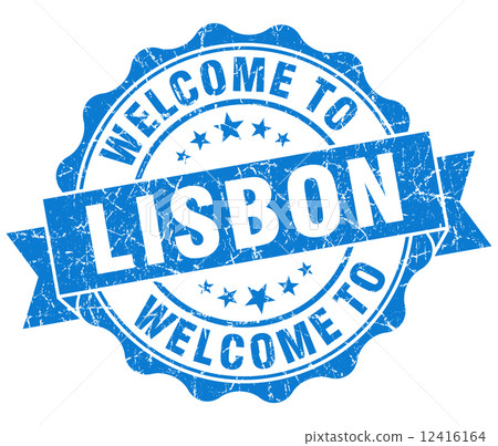 welcome to Lisbon blue vintage isolated seal welcome to Lisbon blue vintage isolated seal 12416164