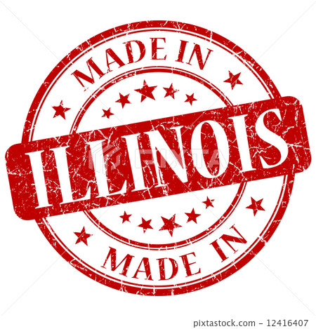 made in Illinois red round grunge isolated stamp 12416407