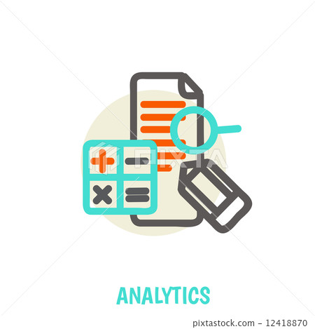 Flat line icons of analytics vector illustration concept. Flat line icons of analytics vector illustration concept. 12418870
