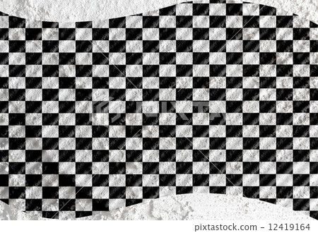 checkered flag  on Cement wall texture background design 12419164