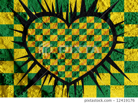 Love checkered  flag sign heart symbol on Cement wall texture ba 12419176