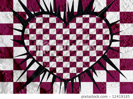 Love checkered  flag sign heart symbol on Cement wall texture ba 12419185