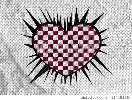 Love checkered  flag sign heart symbol on Cement wall texture ba 12419186