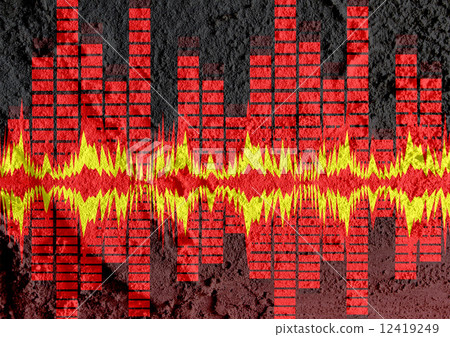 Sound Equalizer  on Cement wall texture background design 12419249
