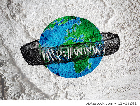 Globe earth idea   on Cement wall texture background design 12419281
