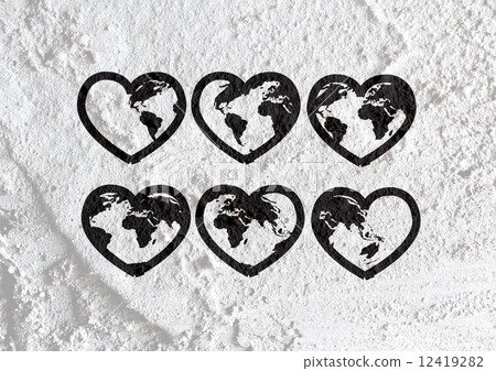 Globe earth idea   on Cement wall texture background design 12419282