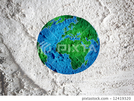 Globe earth idea   on Cement wall texture background design 12419320