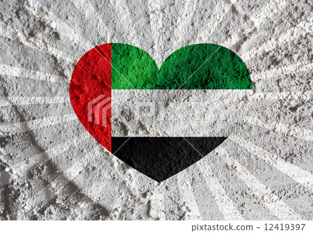 Love United Arab Emirates flag sign heart symbol on Cement wal Love United Arab Emirates flag sign heart symbol on Cement wal 12419397