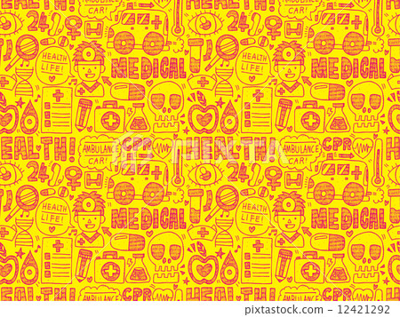 seamless doodle medical pattern 12421292