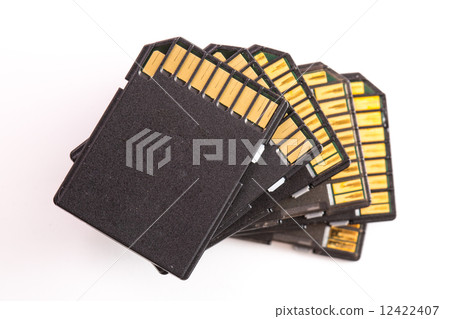 Stack black memory SD card isolated 12422407