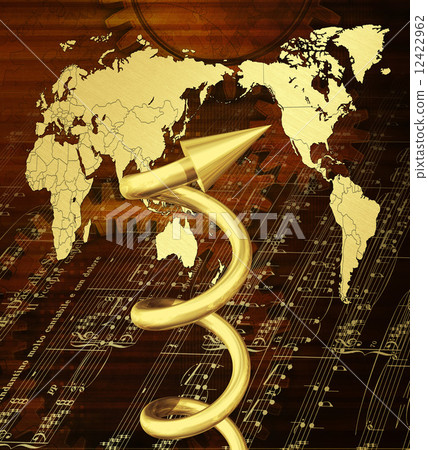Golden spiral arrow and world map Golden spiral arrow and world map 12422962