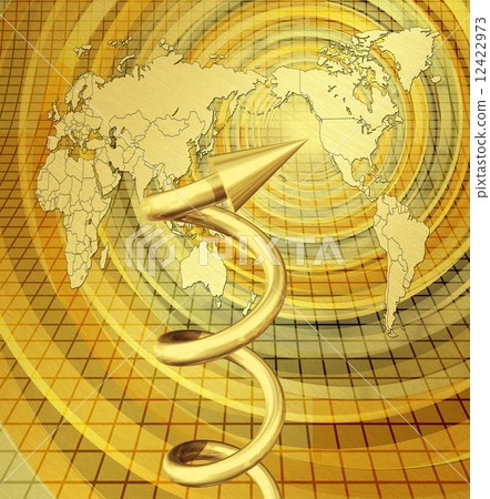 Golden spiral arrow and world map Golden spiral arrow and world map 12422973
