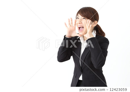 A woman with a cheering suit shouting 12423059