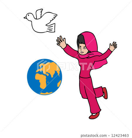 Musilm girl globe and peace 12423463