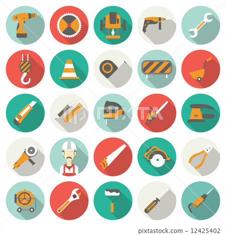 Construction flat icons set. Construction flat icons set. 12425402