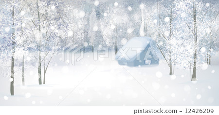 Vector winter snow landscape. 12426209