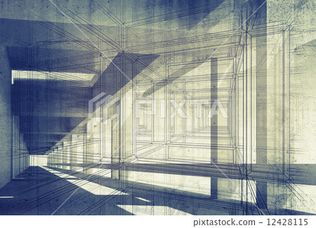 Abstract architecture 3d background with perspective 12428115