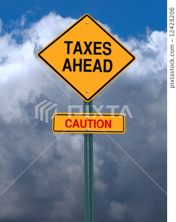 caution taxes ahead post sign 12428206