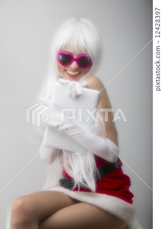 Blonde girl in pink glasses  soft effect 12428397