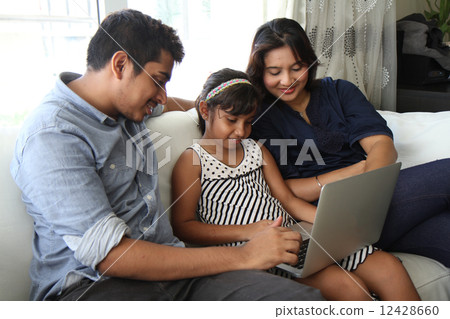 Asian Family with a laptop 12428660