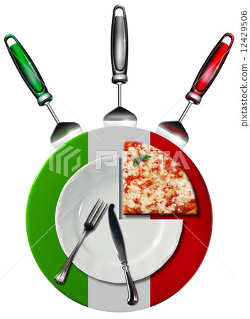 Italian Pizza - Plate and Cutlery Italian Pizza - Plate and Cutlery 12429506