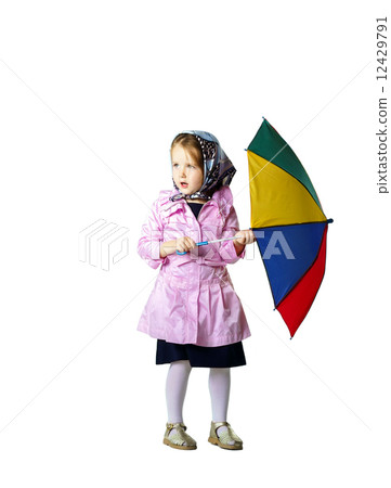 Cute little girl with colorful umbrella Cute little girl with colorful umbrella 12429791