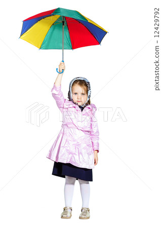 Cute little girl with colorful umbrella 12429792