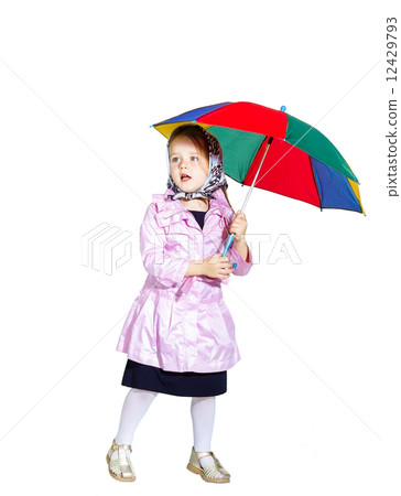 Cute little girl with colorful umbrella Cute little girl with colorful umbrella 12429793