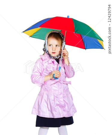 Cute little girl with colorful umbrella Cute little girl with colorful umbrella 12429794