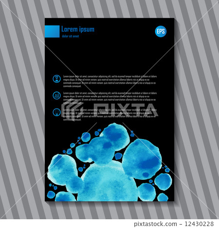 Business blank template with watercolor and icons 12430228