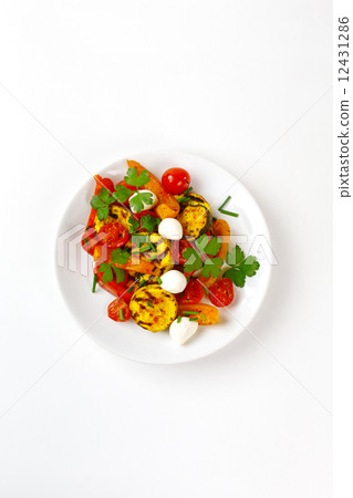 Grilled vegetables with mozzarella cheese Grilled vegetables with mozzarella cheese 12431286