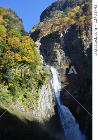 Famous waterfall wrapped in autumn leaves Famous waterfall wrapped in autumn leaves 12431743