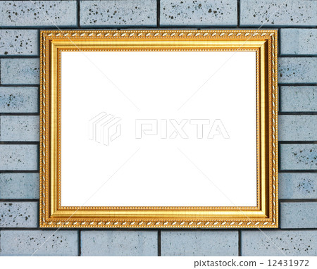 blank golden frame on brick stone wall blank golden frame on brick stone wall 12431972