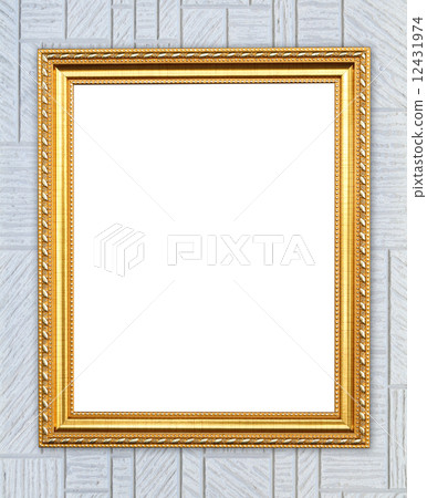 blank golden frame on modern wall 12431974