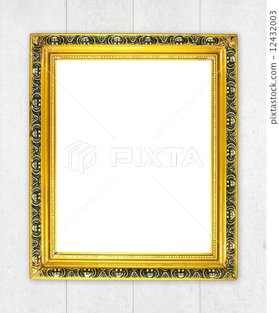 blank golden frame on wood wall blank golden frame on wood wall 12432003