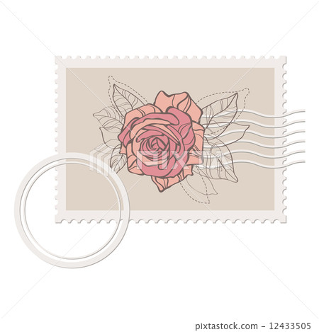 blank post stamp with rose . Vintage style  12433505