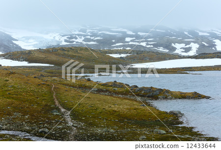 Summer mountain with lake and snow (Norway) Summer mountain with lake and snow (Norway) 12433644