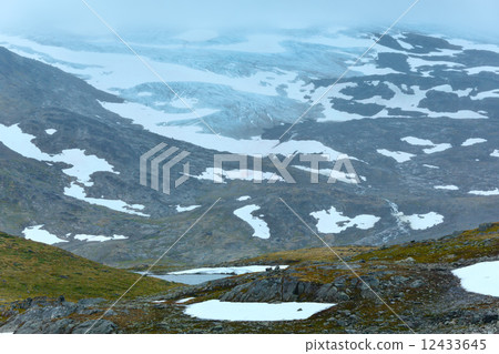 Summer mountain with lake and snow (Norway) Summer mountain with lake and snow (Norway) 12433645